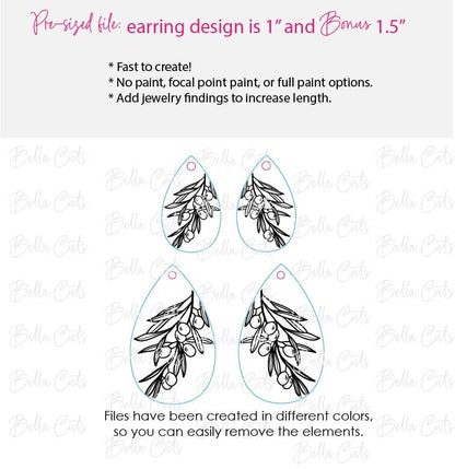 Berry Earrings Dangle Svg, Floral Earring Svg, Laser Cut Earrings, Drop Earrings SVG file for wood or acrylic #5004
