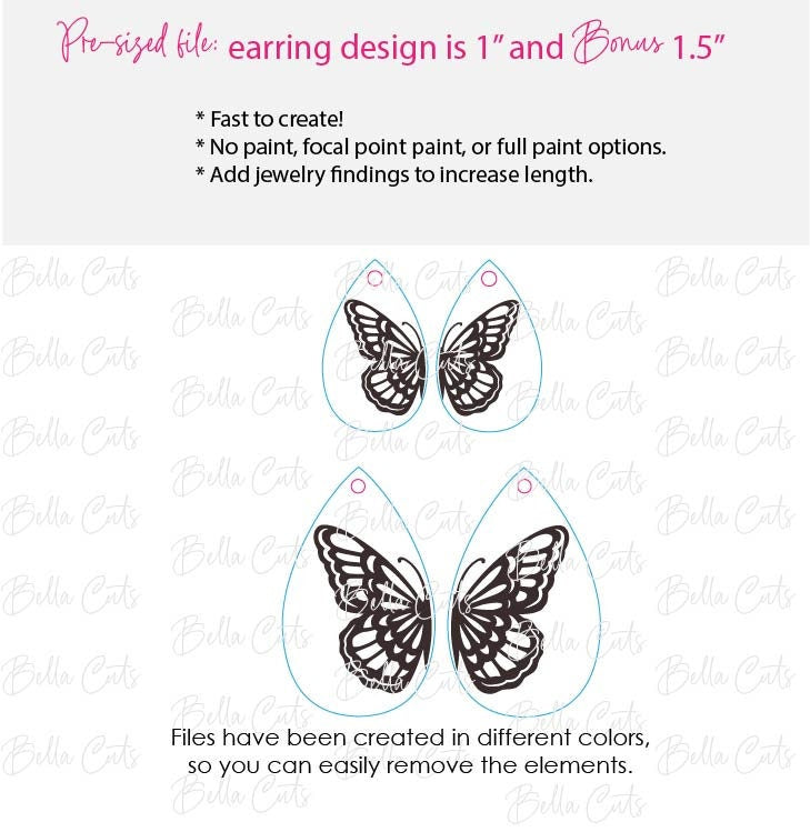 Butterfly Earrings Drop Svg, Garden Earring Svg, Laser Cut Earrings, Drop Earrings SVG file for wood or acrylic #5006