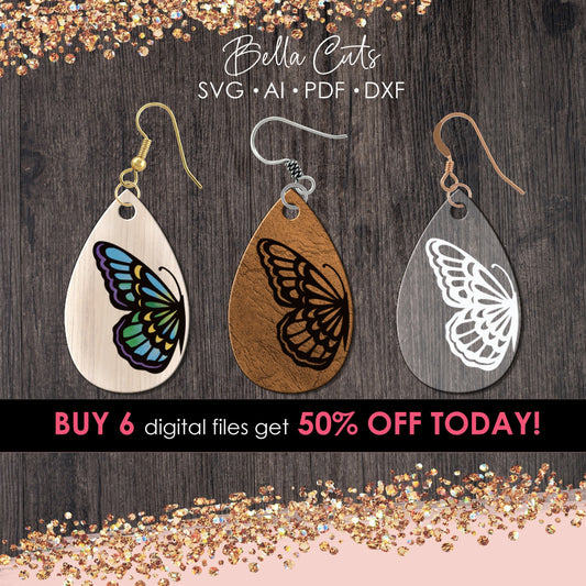 Butterfly Earrings Drop Svg, Garden Earring Svg, Laser Cut Earrings, Drop Earrings SVG file for wood or acrylic #5006