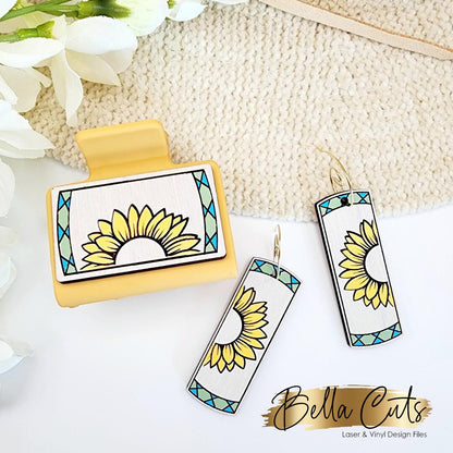 Sunflower Earring Svg and Hair Clip Svg, Laser Cut, Instant Digital Download #411