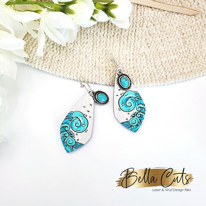 Ocean Earring Svg, Earring Svg Files, Laser Cut Svg, Instant Digital Downloadv#412