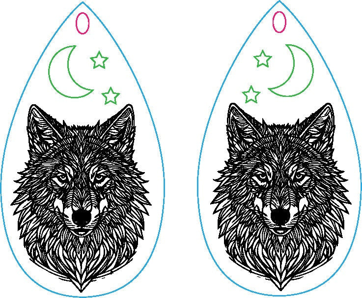Wolf Earrings Dangle, Earring Svg Files, Laser Cut Svg, Instant Digital Download, Animal Earring Svg Patterns #422